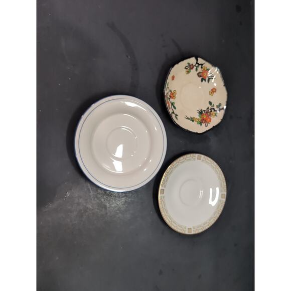 Floral Fine China Plates, Vintage Saucers, Mismatched Set, Decorative Tableware - Picture 1 of 9